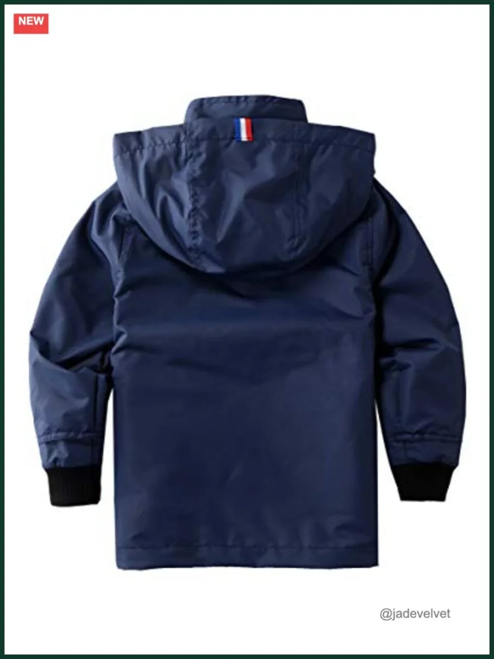 Kids Cotton Lined Waterproof Hooded Rain Jacket with Full Front Zipper